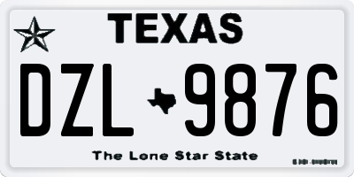 TX license plate DZL9876