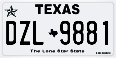 TX license plate DZL9881