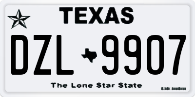 TX license plate DZL9907