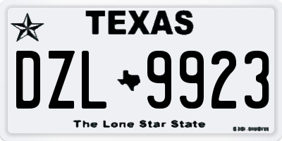 TX license plate DZL9923