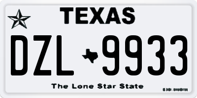 TX license plate DZL9933