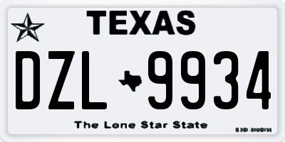 TX license plate DZL9934