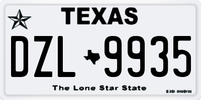 TX license plate DZL9935