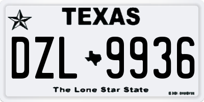 TX license plate DZL9936