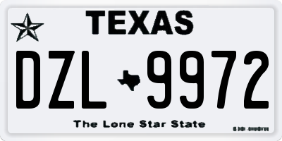 TX license plate DZL9972