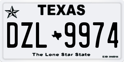 TX license plate DZL9974