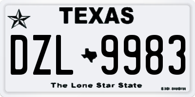TX license plate DZL9983