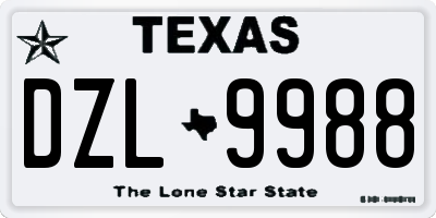 TX license plate DZL9988