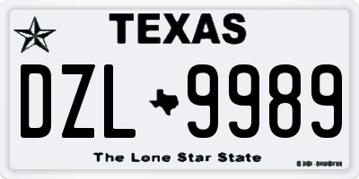 TX license plate DZL9989