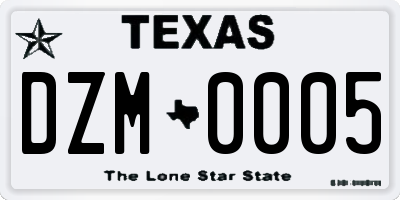 TX license plate DZM0005