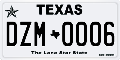 TX license plate DZM0006