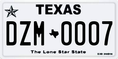 TX license plate DZM0007