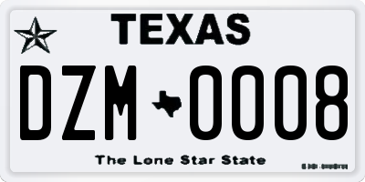 TX license plate DZM0008