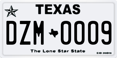 TX license plate DZM0009