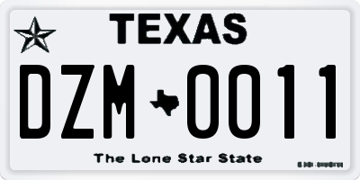 TX license plate DZM0011