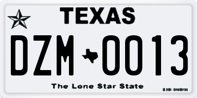 TX license plate DZM0013