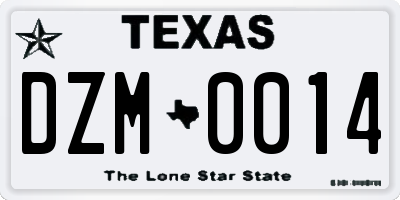 TX license plate DZM0014