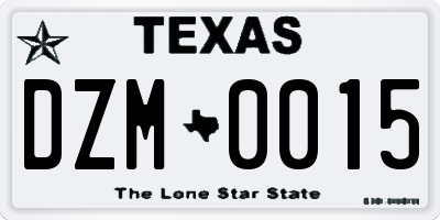 TX license plate DZM0015