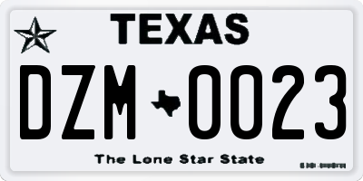 TX license plate DZM0023