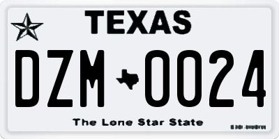 TX license plate DZM0024