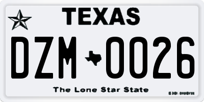 TX license plate DZM0026