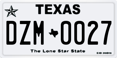 TX license plate DZM0027