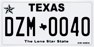 TX license plate DZM0040