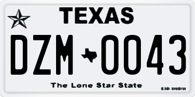 TX license plate DZM0043