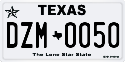 TX license plate DZM0050