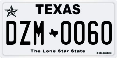 TX license plate DZM0060
