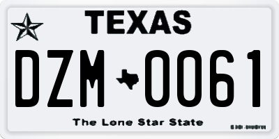 TX license plate DZM0061