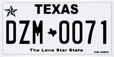 TX license plate DZM0071