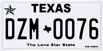 TX license plate DZM0076