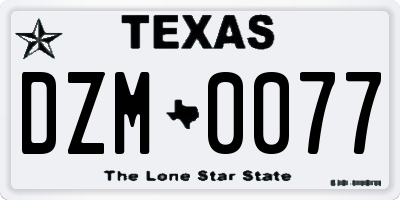 TX license plate DZM0077