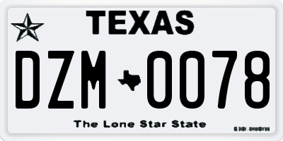 TX license plate DZM0078