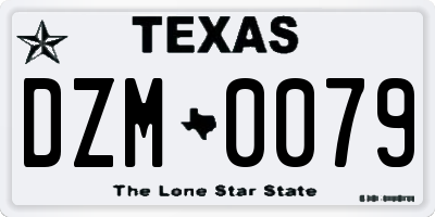 TX license plate DZM0079