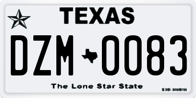 TX license plate DZM0083