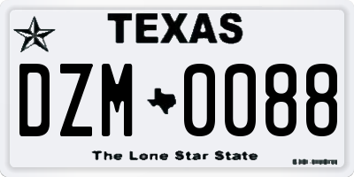 TX license plate DZM0088