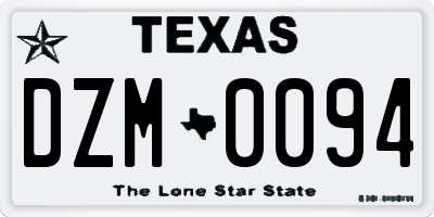 TX license plate DZM0094