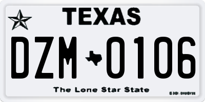 TX license plate DZM0106