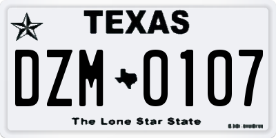 TX license plate DZM0107