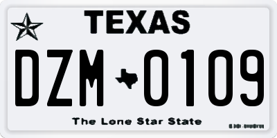 TX license plate DZM0109