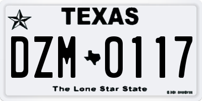 TX license plate DZM0117