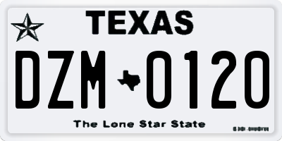 TX license plate DZM0120