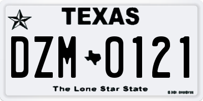 TX license plate DZM0121
