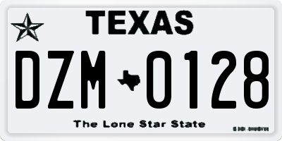 TX license plate DZM0128