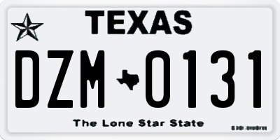 TX license plate DZM0131