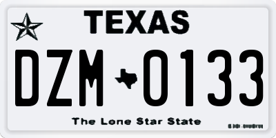 TX license plate DZM0133