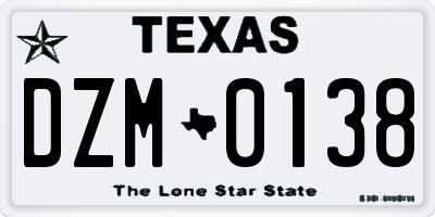TX license plate DZM0138