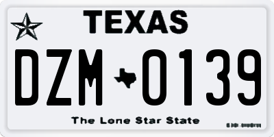TX license plate DZM0139